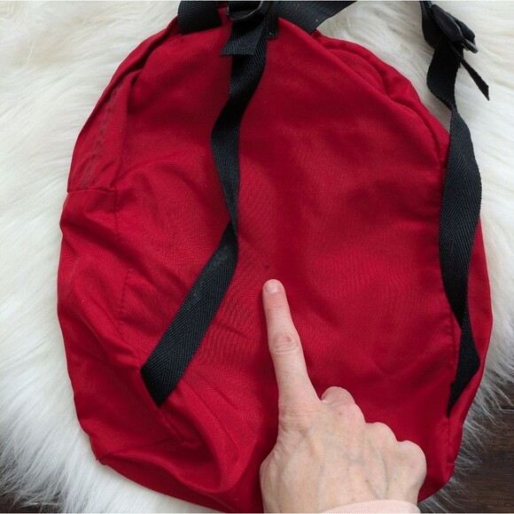 Vintage 90s Jansport Mini Backpack Day Pack Hiking Made in USA Red Black light - Picture 3 of 4